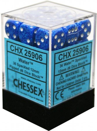 36 Speckled Blue w/White 12mm D6 Dice Block - CHX25906