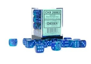 Chessex 12mm d6 Set: Gemini Luminary - Blue-Blue w/Light Blue - CHX26863