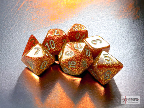Chessex Glitter Mini 7 Die Set Gold/Silver - chx20503