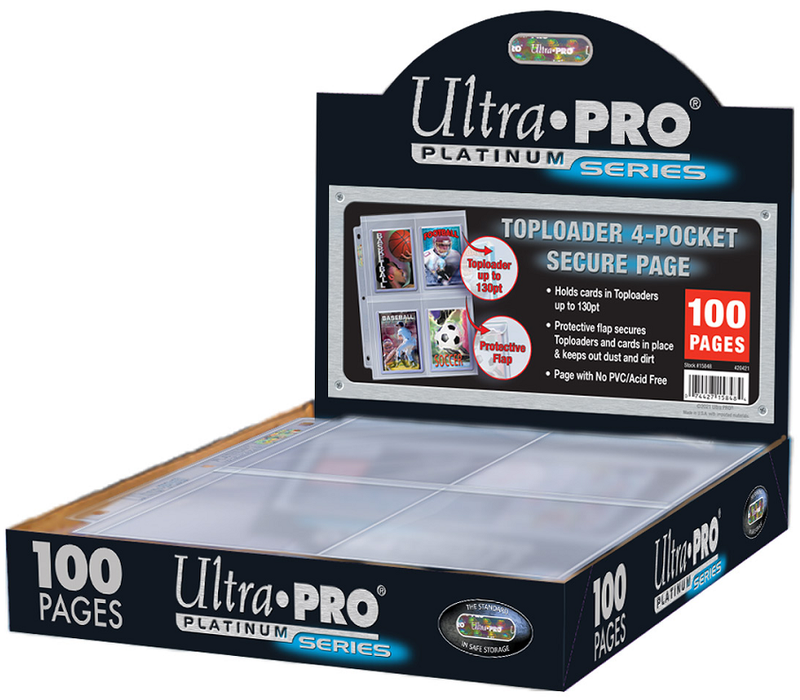 Ultra PRO: Platinum Hologram 4-Pocket Secure Pages - 3-Holes (for Toploaders - 100-Pack)