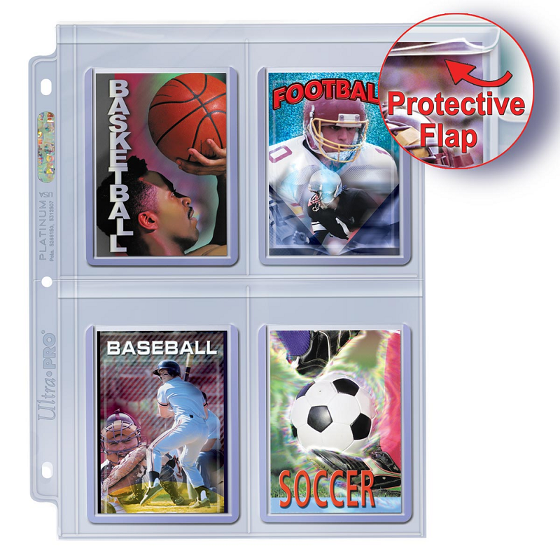 Ultra PRO: Platinum Hologram 4-Pocket Secure Pages - 3-Holes (for Toploaders - 100-Pack)