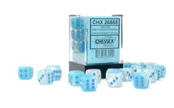 Chessex 12mm d6 Set: Gemini Luminary - Pearl Turquoise-White w/Blue - CHX26865