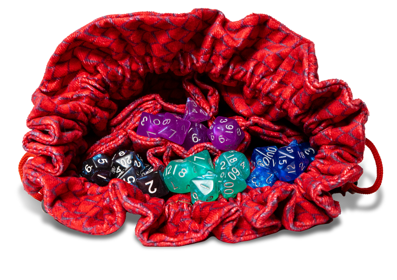 Fanroll: Velvet Dice Bag With Pockets - Dragon Storm (Red Dragon Scales)