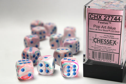 Festive Pop-Art with Blue 16mm d6 Dice Block - CHX27744