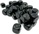 36 12mm Black/Green Opaque D6 Dice Set - CHX25858