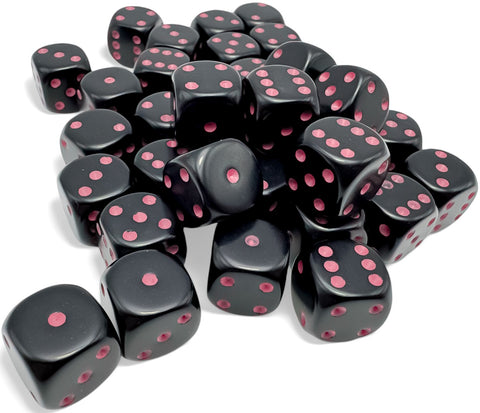 36 12mm Black/Pink Opaque D6 Dice Set - CHX25848