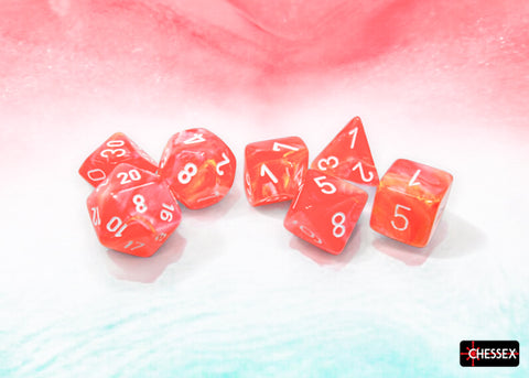 Chessex - Festive Dahlia/White Polyhedral 7-Dice Set (CHX27553)