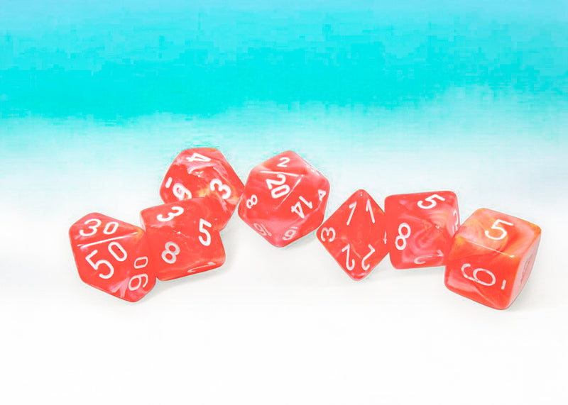 Chessex - Festive Dahlia/White Polyhedral 7-Dice Set (CHX27553)