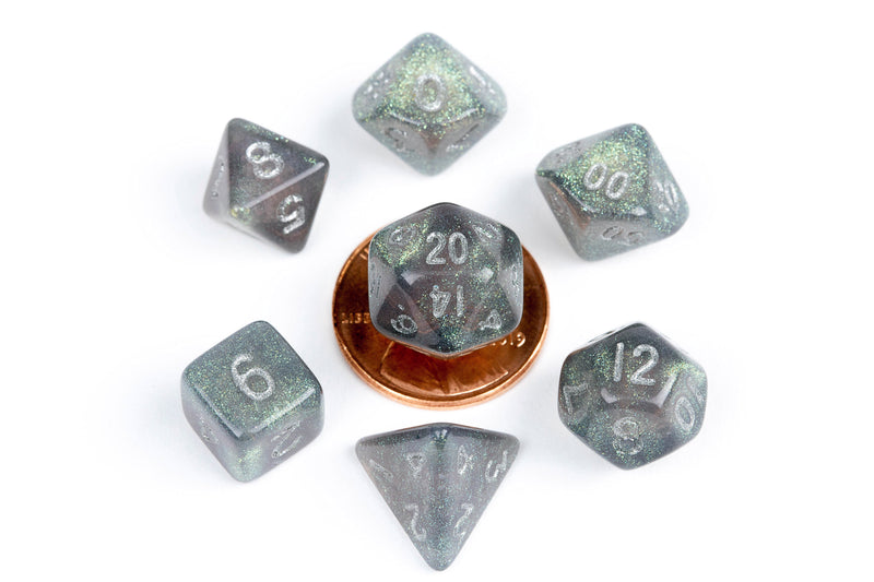 Fanroll: Mini Dice Set of 7 - Stardust Gray w/ Silver