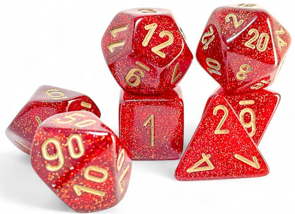 7-Die Set Mega-Hedrals Glitter: Ruby/Gold