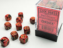 36 Black-Red w/gold Gemini 12mm D6 Dice Block - CHX26833