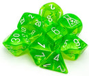 Chessex "Translucent Rad Green/White" Lab Dice 7-Dice Set (CHX30062)