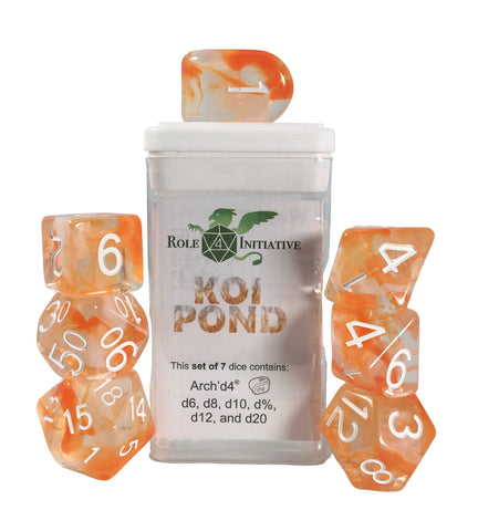 Role 4 Initiative - 7 Piece Dice Set (w/ Arch'd4) - Diffusion Koi Pond