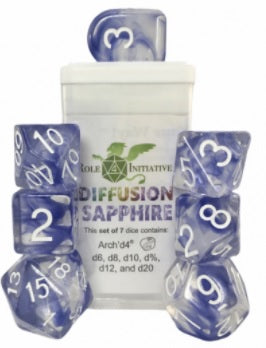 Role 4 Initiative - 7 Piece Dice Set (w/ Arch'd4) - Diffusion Sapphire