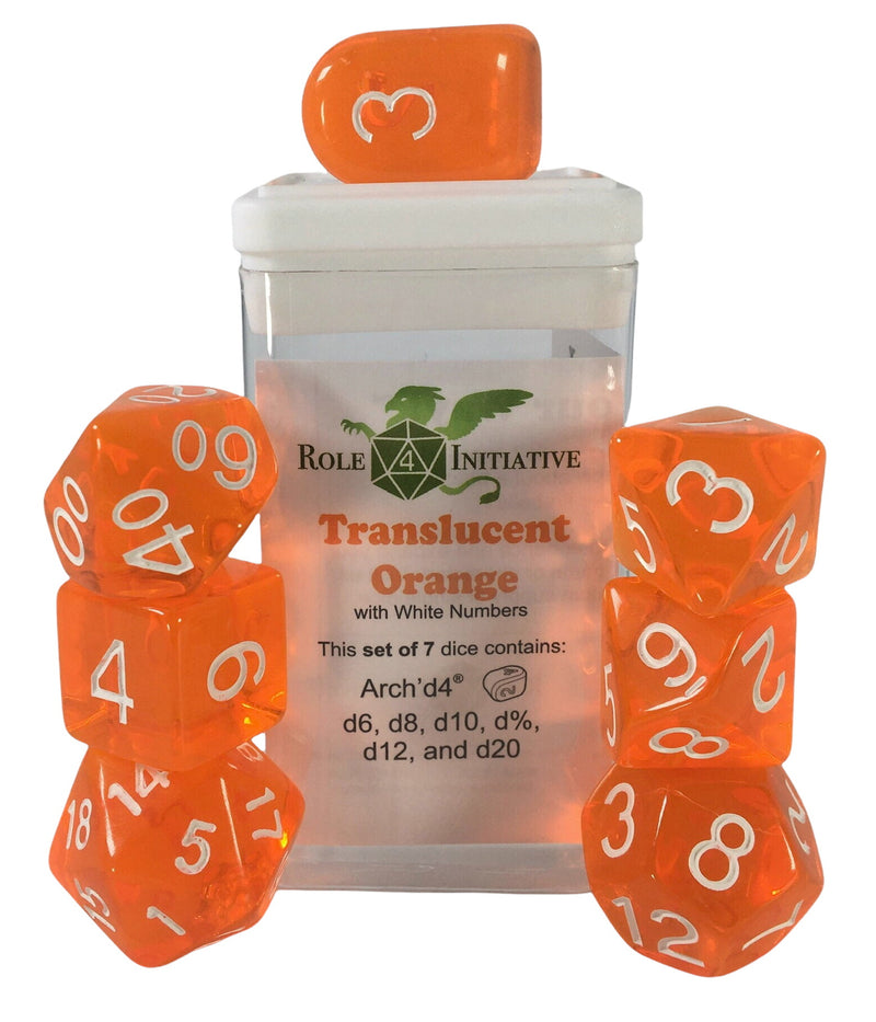 Role 4 Initiative - 7 Piece Dice Set (w/ Arch'd4) - Translucent Orange