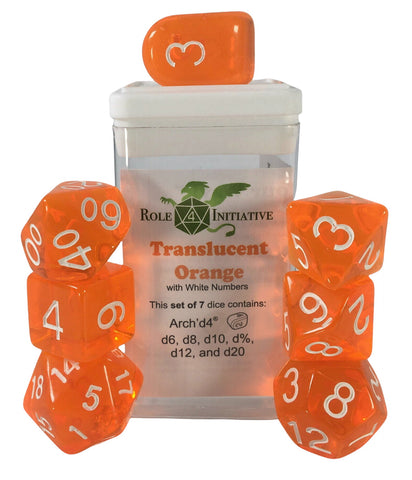 Role 4 Initiative - 7 Piece Dice Set (w/ Arch'd4) - Translucent Orange