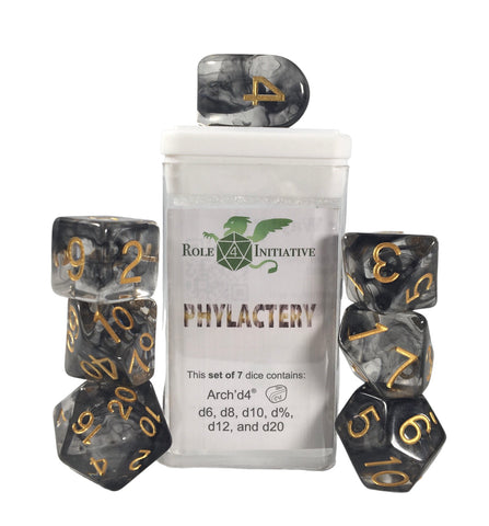 Role 4 Initiative - 7 Piece Dice Set (w/ Arch'd4) - Diffusion Phylactery