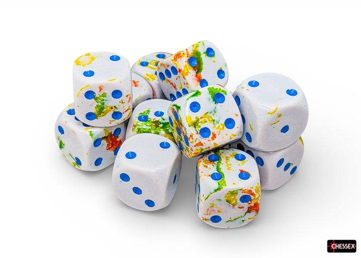 Chessex - 16mm d6 Dice Set: Brush - Breezy/Blue - CHX24609 (12 dice)