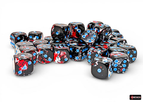 Chessex - 12mm d6 Dice Set: Brush - Dark Side/blue - CHX 24808 (36 dice)