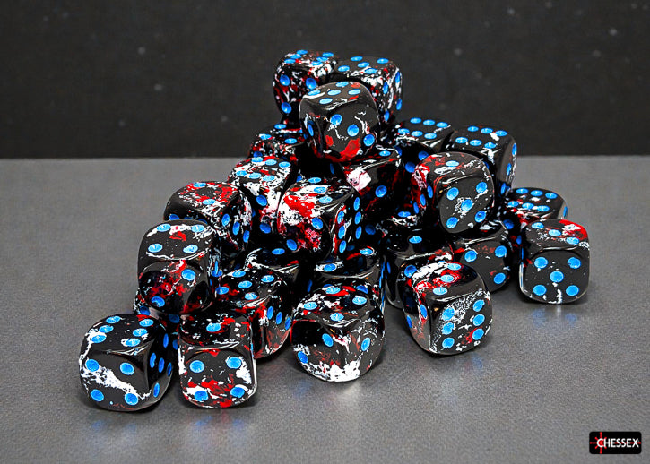 Chessex - 12mm d6 Dice Set: Brush - Dark Side/blue - CHX 24808 (36 dice)