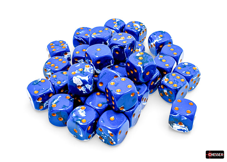 Chessex - 12mm d6 Dice Set: Brush - Wavebreak/Gold - CHX 24806 (36 dice)