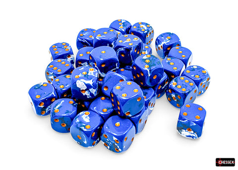 Chessex - 12mm d6 Dice Set: Brush - Wavebreak/Gold - CHX 24806 (36 dice)