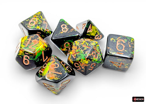 Chessex - Brush - Deep Forest/Gold Polyhedral 7-Dice Set (CHX24405)