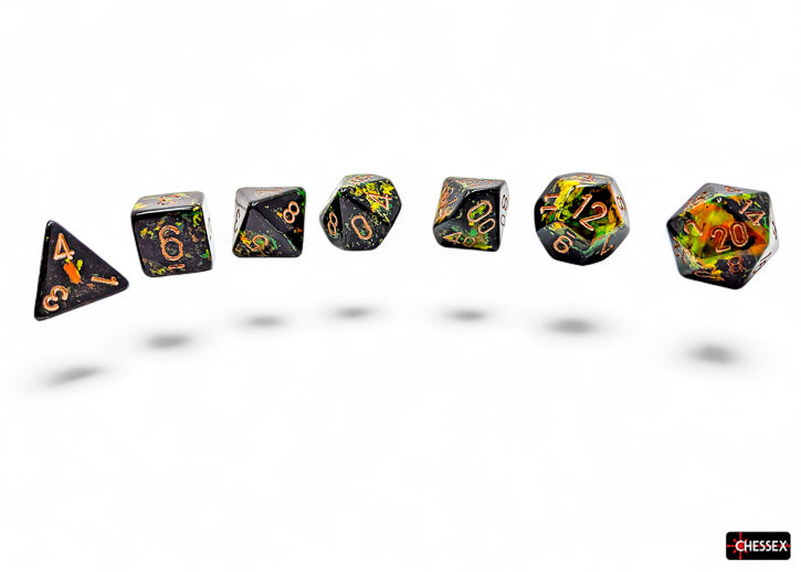 Chessex - Brush - Deep Forest/Gold Polyhedral 7-Dice Set (CHX24405)