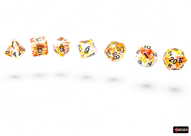 Chessex - Brush - Sunrise/Black Polyhedral 7-Dice Set (CHX24403)