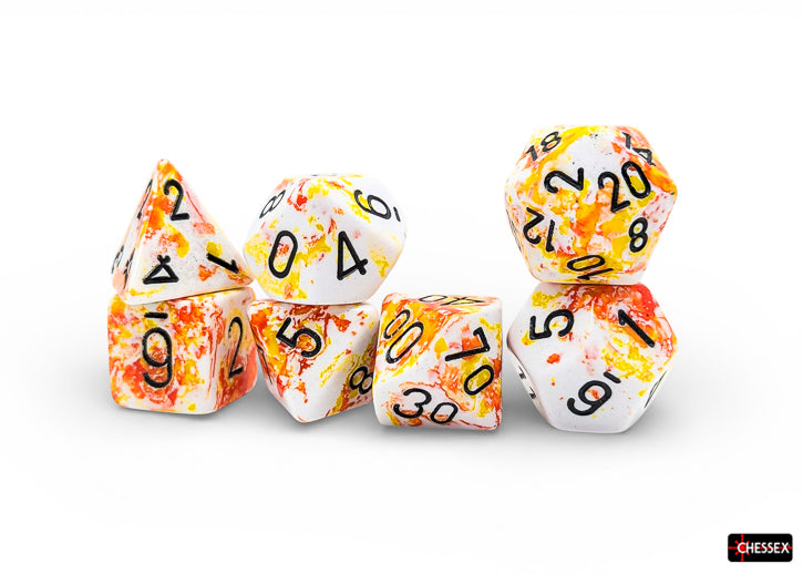 Chessex - Brush - Sunrise/Black Polyhedral 7-Dice Set (CHX24403)