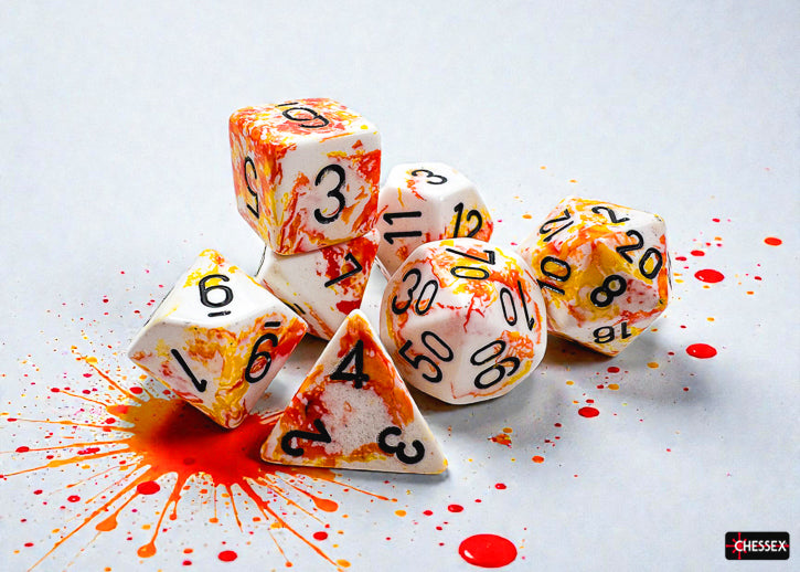 Chessex - Brush - Sunrise/Black Polyhedral 7-Dice Set (CHX24403)
