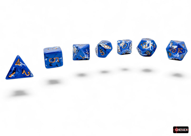 Chessex - Brush - Wavebreak/Gold Polyhedral 7-Dice Set (CHX24406)