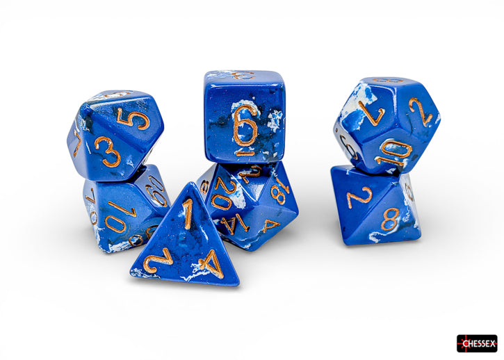 Chessex - Brush - Wavebreak/Gold Polyhedral 7-Dice Set (CHX24406)
