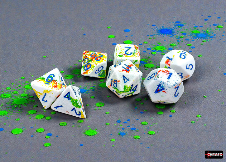 Chessex - Brush - Breezy/Blue Polyhedral 7-Dice Set (CHX24409)
