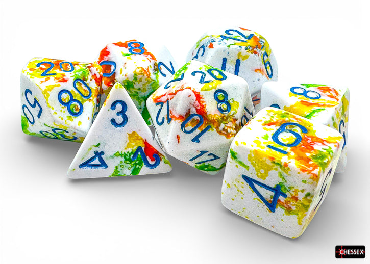 Chessex - Brush - Breezy/Blue Polyhedral 7-Dice Set (CHX24409)