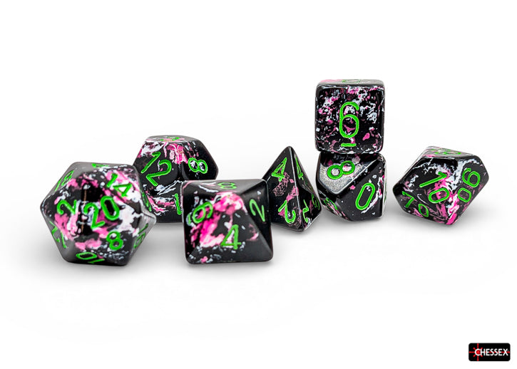Chessex - Brush - Paintball/Green Polyhedral 7-Dice Set (CHX24414)