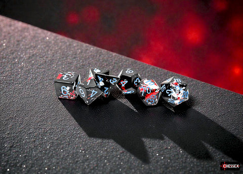 Chessex - Brush - Dark Side/Blue Polyhedral 7-Dice Set (CHX24408)
