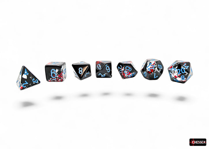 Chessex - Brush - Dark Side/Blue Polyhedral 7-Dice Set (CHX24408)