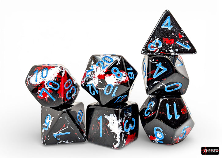Chessex - Brush - Dark Side/Blue Polyhedral 7-Dice Set (CHX24408)