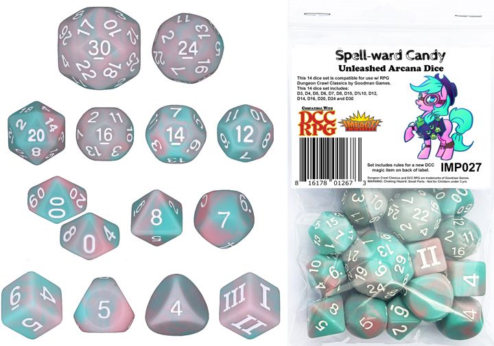 Dungeon Crawl Classics - 14pc Dice Set - Spell-ward Candy (Unleashed Arcana Dice)