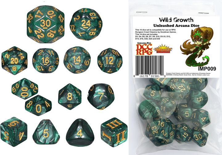 Dungeon Crawl Classics - 14pc Dice Set - Wild Growth (Unleashed Arcana Dice)