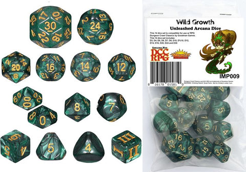 Dungeon Crawl Classics - 14pc Dice Set - Wild Growth (Unleashed Arcana Dice)