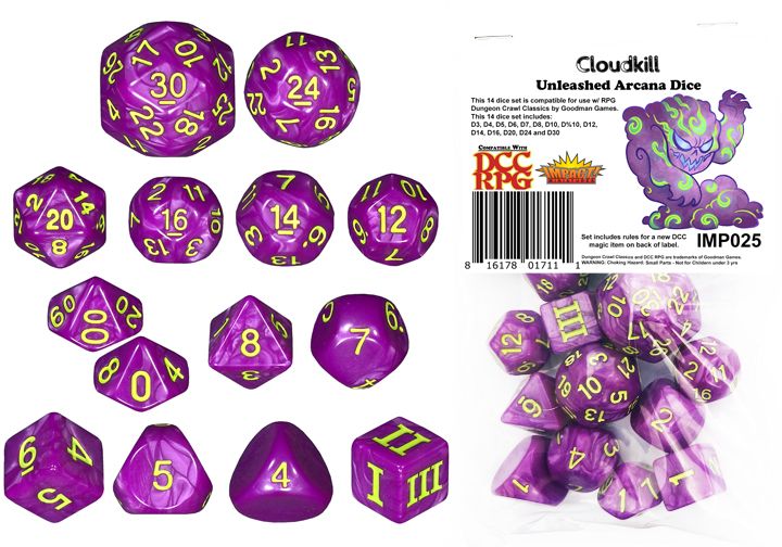 Dungeon Crawl Classics - 14pc Dice Set - Cloudkill (Unleashed Arcana Dice)