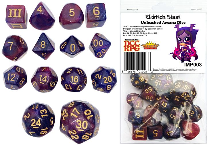 Dungeon Crawl Classics - 14pc Dice Set - Eldritch Blast (Unleashed Arcana Dice)