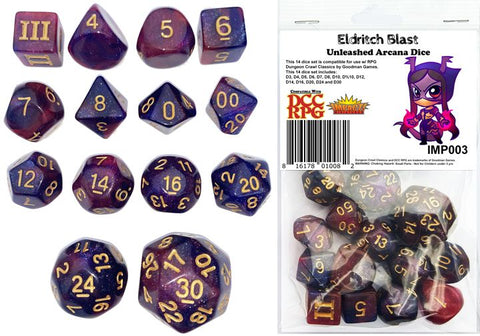 Dungeon Crawl Classics - 14pc Dice Set - Eldritch Blast (Unleashed Arcana Dice)