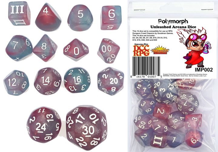 Dungeon Crawl Classics - 14pc Dice Set - Polymorph (Unleashed Arcana Dice)