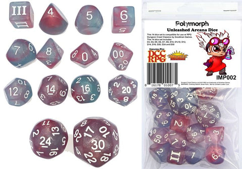 Dungeon Crawl Classics - 14pc Dice Set - Polymorph (Unleashed Arcana Dice)