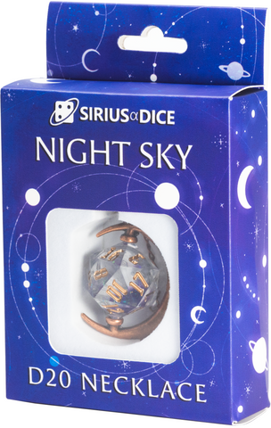 Sirius Dice: D20 Snowglobe Necklace - Night Sky