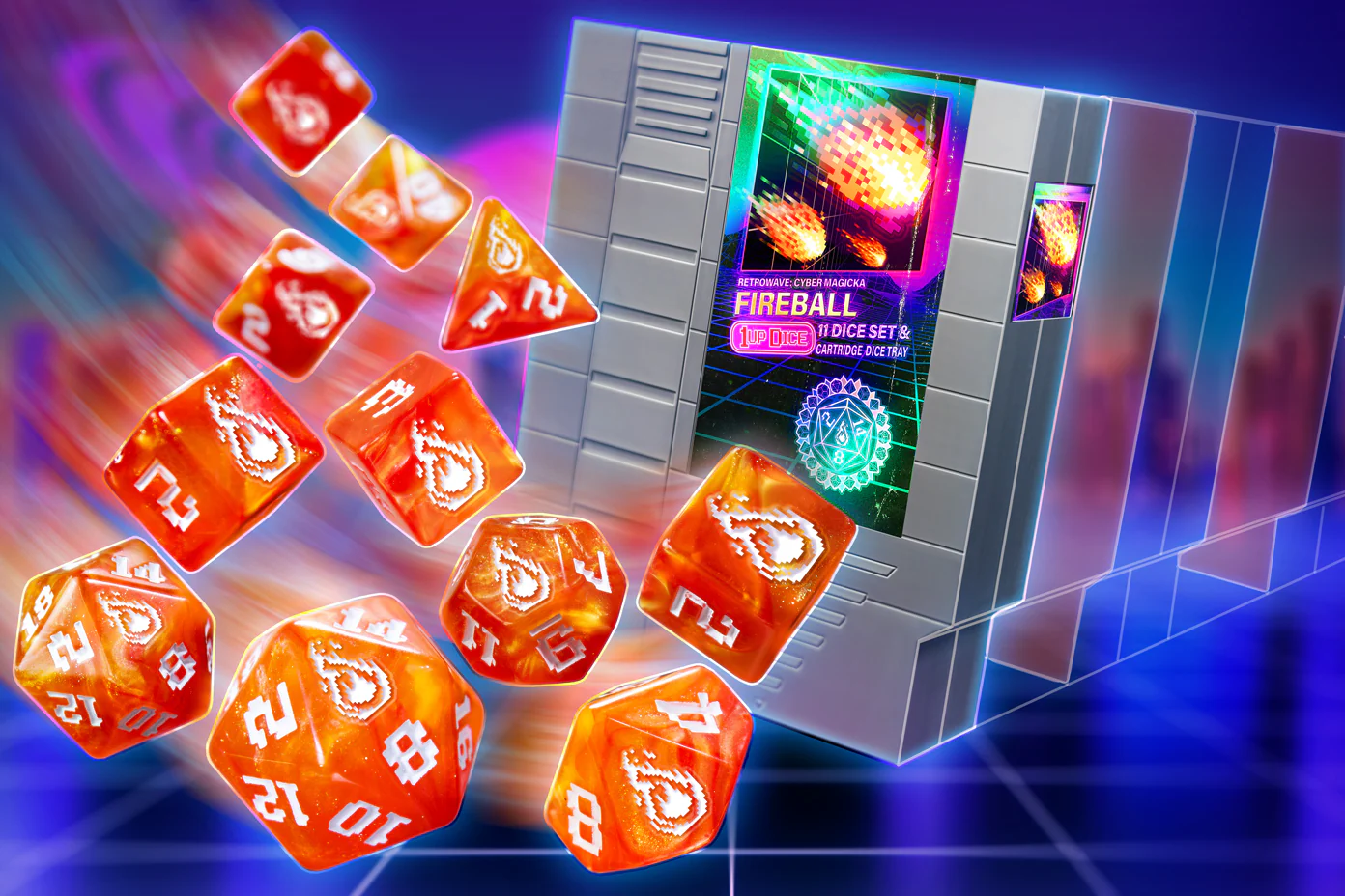 1UP Dice: Fireball - Polyhedral Dice Set (11ct)