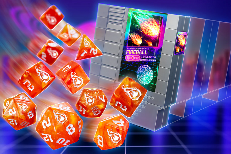 1UP Dice: Fireball - Polyhedral Dice Set (11ct)
